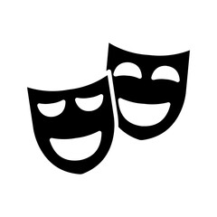 Theater mask icon color editable on white background