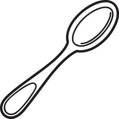 spoon line art, black outline, vector and illustration, coloring book page line art drawing