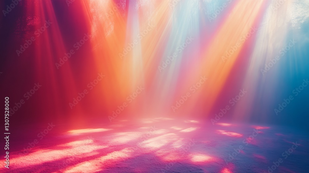 Poster abstract colorful rays of light illuminate a textured backdrop space