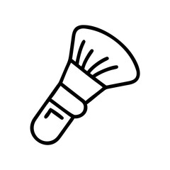 Flashlight icon with sleek design, illuminates dark spaces, black outline, modern design