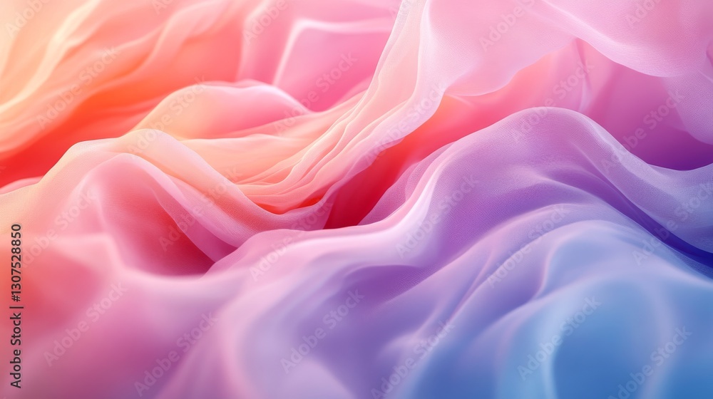 Poster abstract colorful fabric flowing with soft smooth gradient hues