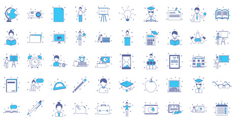 Set of teacher vector icons with white background