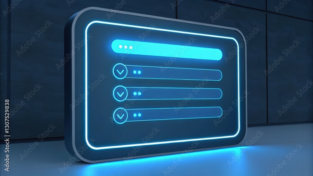 Poster glowing screen with a check list