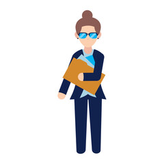 Vector Illustration of a Professional Businesswoman Holding a Folder of Documents in Corporate Attire