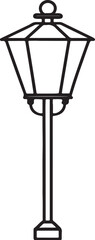 street lamp line art, black outline, vector and illustration, coloring book page line art drawing