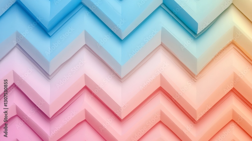 Poster colorful zig zag pattern features stacked geometric abstract shapes