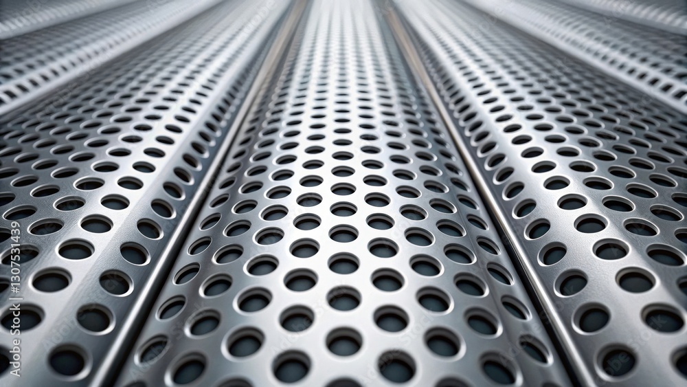 Aufkleber a detailed close-up shot of a metallic shutter with symmetrical perforations, highlighting the textu
