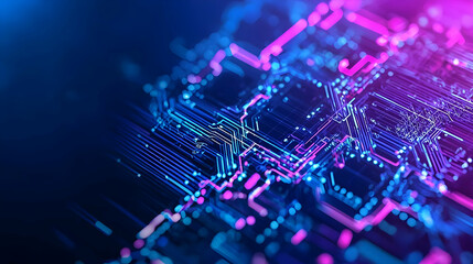 Obraz premium Futuristic Circuit Board Design with Neon Colors and Technology Vibes
