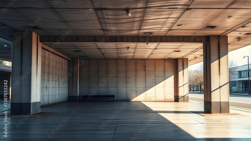 Aufkleber a modern concrete interior showcasing minimalism with strong lines and shadows, emphasizing open spa