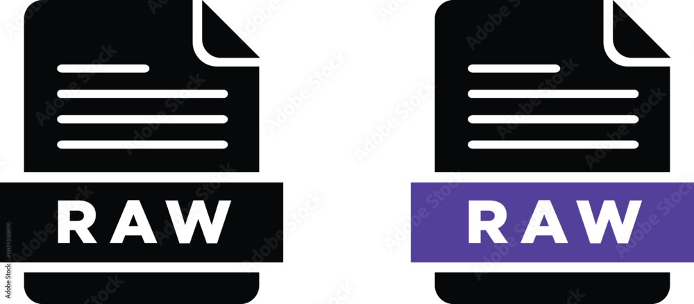 Poster raw file icon format. simple flat design style.