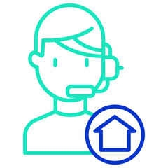 man customer care outline dual color icon