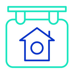 House  board outline dual color icon
