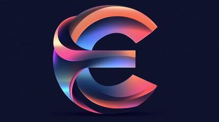 Colorful gradient letter e on dark background with elegant curves