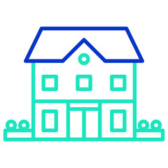 Big house outline dual color icon