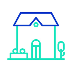 villa property outline dual color icon