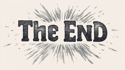 Vintage comic style text illustration of the words 'the end' in bold black with radiating lines