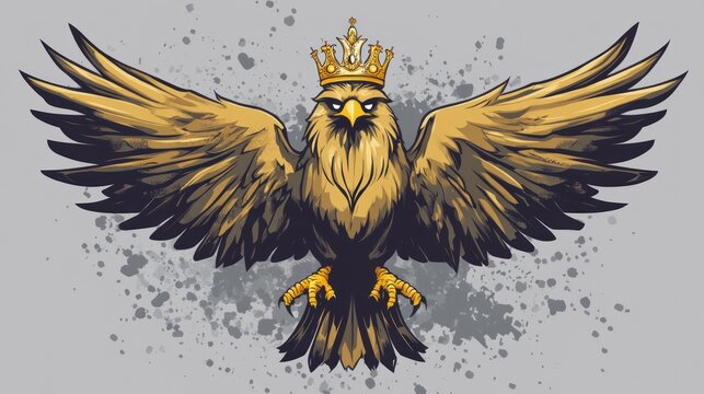 Majestic eagle with crown, graphic art design