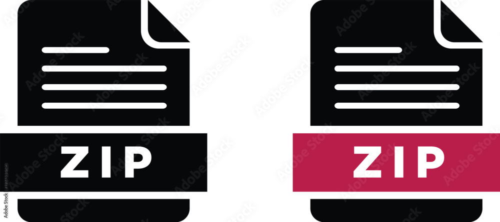 Poster zip file icon format. simple flat design style.