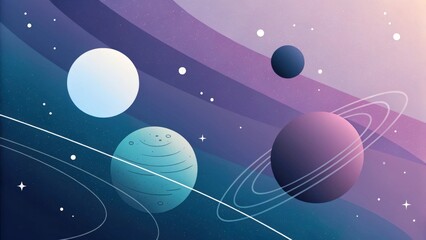 Fototapeta premium a colorful illustration of planets in space, with various sizes and shades against a cosmic background 