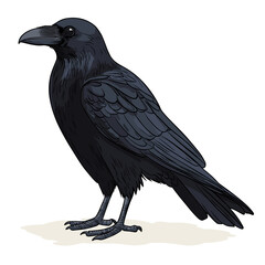 Fototapeta premium Crow Black raven bird vector illustration isolated on white background