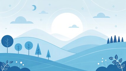 an abstract illustration of a serene landscape with a soft color palette that evoke a sense of calm and tranquility 