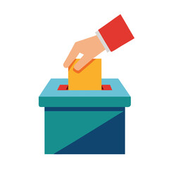 Ballot Voting Illustration - Hand Casting Vote in Ballot Box Vector Clipart 1.eps