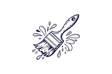 paint brush silhouette line art vector illustration