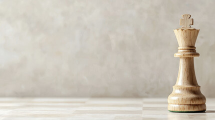 wooden king chess piece stands elegantly on chessboard, symbolizing strategy and competition