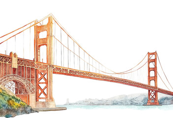 Fototapeta premium PNG Golden Gate Bridge - San Francisco landmark bridge illustration.
