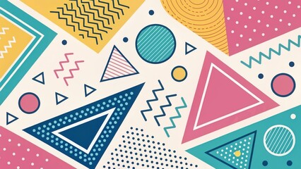 Obraz premium a vibrant and playful geometric background with triangles, circles, and other shapes in various colors