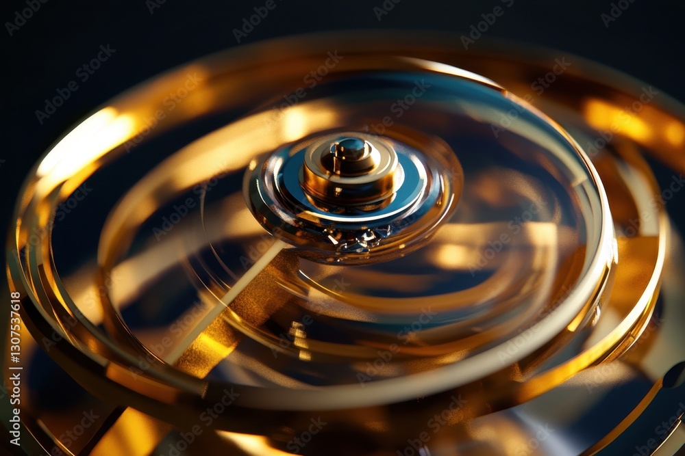 Poster golden spinning mechanism showcasing intricate design and engineering skills
