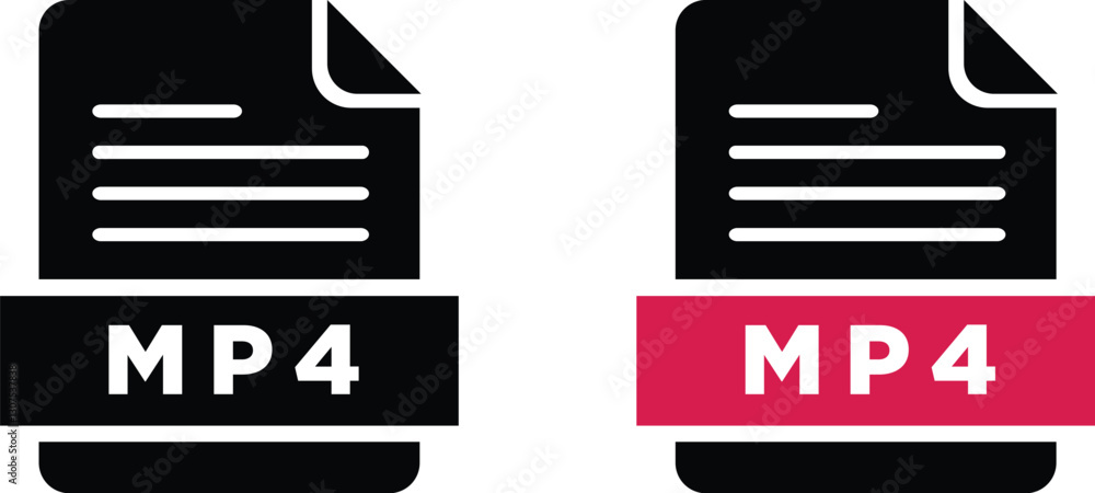 Poster mp4 file icon format. simple flat design style.