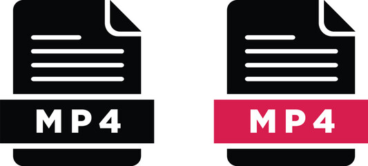 MP4 file icon format. Simple flat design style.