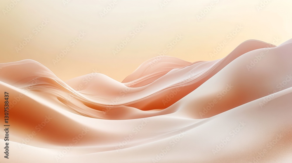 Poster abstract flowing shapes with a warm light gradient background