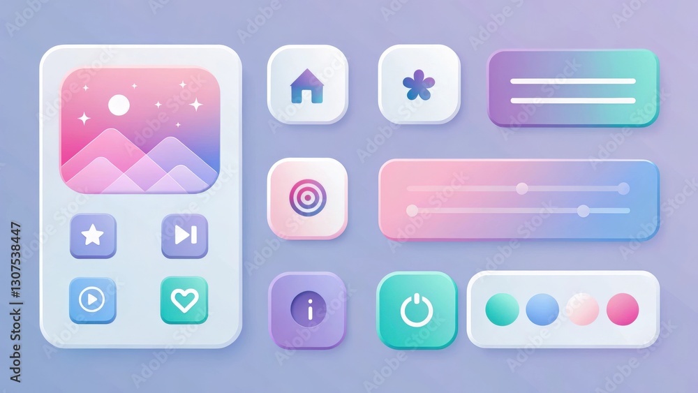Fototapete a set of colorful, modern ui elements or buttons. the ui elements have a soft, pastel color scheme a