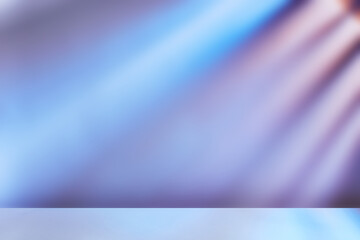 Blue and Purple Tones table background wall with shadow from light rays