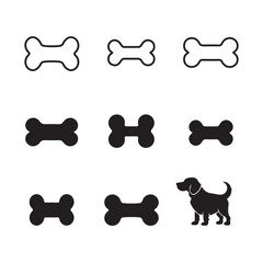 Simple cartoon dog bones, black and white illustration