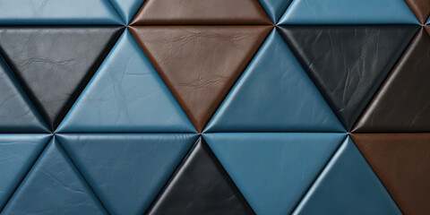 Upholstered leather background with a geometric triangular pattern
