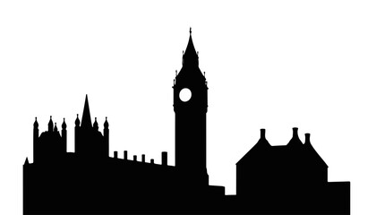 Fototapeta premium Silhouette of historic buildings with a clock tower