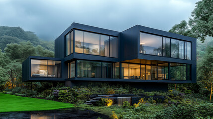 Fototapeta premium Luxury architecture home with a garden.
