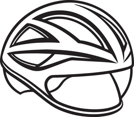cycling helmet line art, black outline, vector and illustration, coloring book page line art drawing