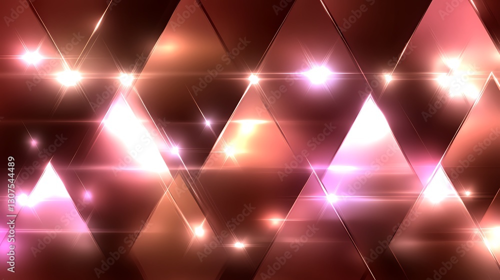 Poster abstract geometric background with triangular shapes and lens flares