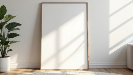 mock up poster frame in hipster room, scandinavian style interior background