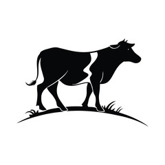 Fototapeta premium cow face , front view, vector illustration. Vector cow illustration. Vector cow and calf silhouettes collection. black cow 