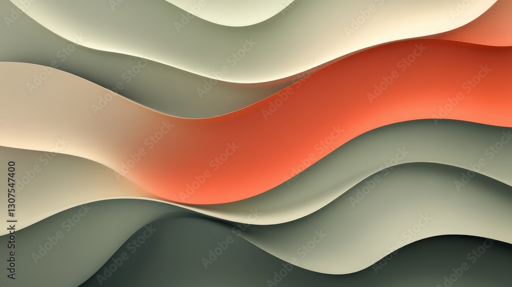 Poster abstract layered paper waves displaying different color gradients and shadows