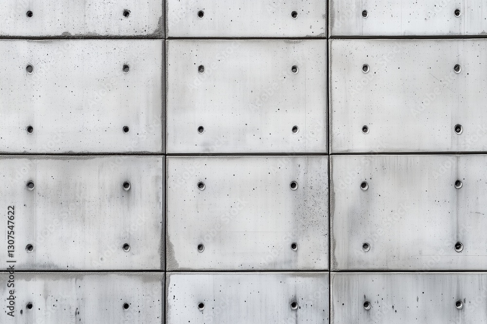 Poster seamless concrete wall with a grid pattern of square panels and visible bolts.