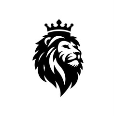 simple majestic royal lion crown silhouette vector logo design	
