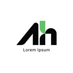 AH Minimalist Logo Design,  Letter AH, AH, Black and Green Color Abstract letter icon AH logo. R H,
