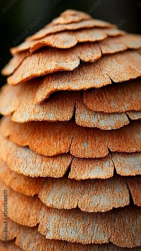 Poster detailed close up on the textures and patterns of a pine cone structure