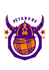 petanque casque viking logo club boule